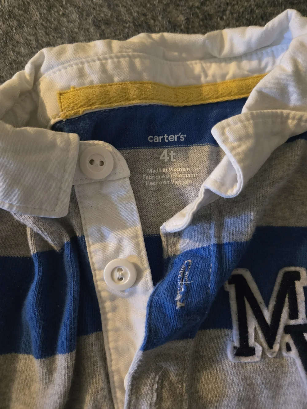 Carter's Blue, Gray and White Striped Polo Shirt